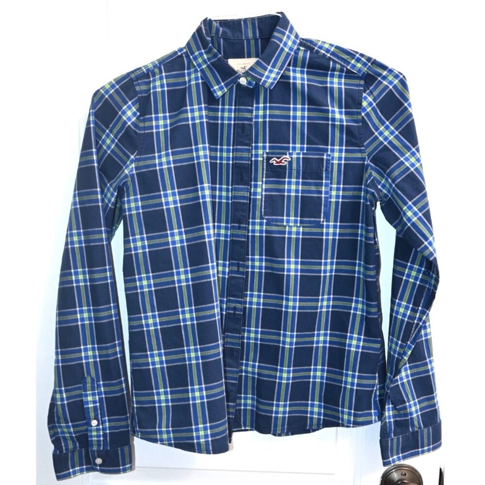 Hollister Boys Plaid Button Down Casual Shirt Size Medium